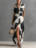 Long Shirt Dress with Irregular Geometric Print