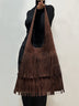 Retro versatile coffee suede tassel large bag
