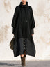 Oversized Drawstring Turtleneck Spliced Stripe Midi Dress