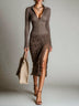 Romantic Bohemian collared top and lace-detail slit midi skirt set