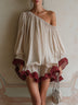 French One-shoulder Color-block Mini Dress With A Ruffled Hem