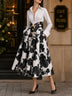 Vintage Floral Print High-Waist Skirt & Shirt Two Piece Set