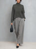 Casual dark grey long-sleeved top and trousers two-piece set