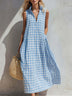 Loose-fitting plaid sleeveless beach vacation dress