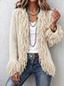 Solid-color slim-fit cardigan jacket with fringe detailing