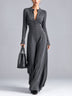 Casual grey button-front maxi dress with a cinched waist