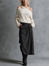 Beige cut-out off-shoulder top and grey wrap midi skirt set