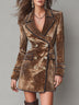 Leopard-print double-breasted blazer (with contrasting piping)