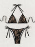 Sexy Backless Strappy Lace Triangle Bikini