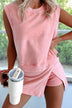 Solid-color casual tank top and shorts-skirt two-piece set