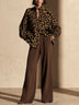 Brown Leopard Print Cardigan And Wide-Leg Pants Set