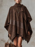 Brown oversized faux-suede high-neck mini dress