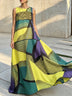 Sleeveless Loose Maxi Dress with Artistic Color-Block Print