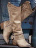 Vintage high-top leather buckle-decorated knight boots