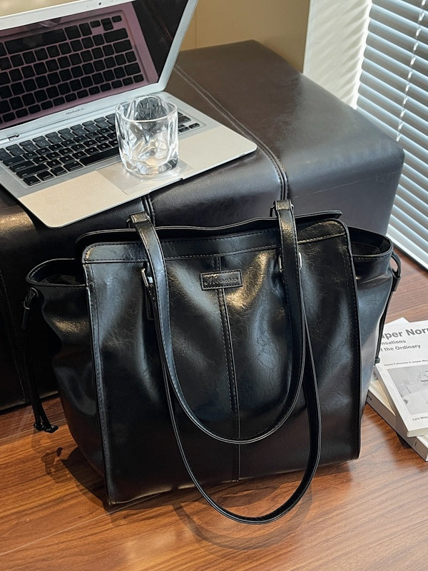 Vintage Oil-Wax Leather Tote Bag – Large-Capacity Women’s Shoulder Bag