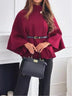 Women's solid color belted wool blend cape coat