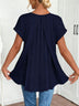 Women's V-neck short-sleeve top with back pleats