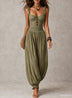 Grey Lace Bandeau and Pleated Cotton Harem Pants Set