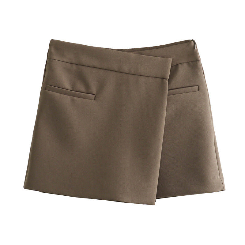Asymmetrical solid color versatile culottes