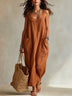 Casual Minimalist Pocketed Maxi Slip Dress