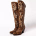 Retro pattern high-heeled thick-heeled high boots