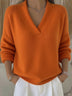 Loose-fit V-neck knit sweater for autumn and winter