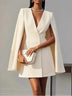 Commuter double-breasted cape-style solid color suit dress