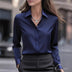 Solid color long-sleeved versatile shirt with lapel satin shirt