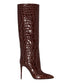 Snake-print high-heeled pointed-toe straight-leg boots