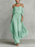 Grey off-shoulder flowy camisole and trousers chiffon set