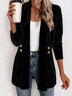 Women's Solid-Color Loose Mid-Length Golden Velvet Cardigan Coat