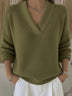 Loose-fit V-neck knit sweater for autumn and winter