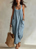 Casual Minimalist Pocketed Maxi Slip Dress