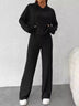 Loose hooded knitted striped long-sleeved set