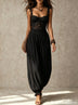 Grey Lace Bandeau and Pleated Cotton Harem Pants Set