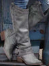 Vintage high-top leather buckle-decorated knight boots