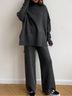 High-neck casual loose thick knit sweater set