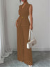 Women's Elegant Solid-Color Vest and Straight-Leg Trouser Set
