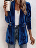 Women's Solid-Color Loose Mid-Length Golden Velvet Cardigan Coat