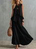 Women's Solid-Color Asymmetrical Sleeveless Maxi Dress
