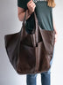 Simple large soft leather large capacity shoulder handbag