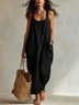 Casual Minimalist Pocketed Maxi Slip Dress