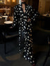 Elegant Polka-Dot V-Neck Puff-Sleeve Waist-Defining Dress