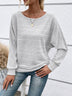 Women's Casual Solid-Color Ribbed Long-Sleeve Crew-Neck Top