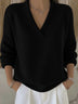 Loose-fit V-neck knit sweater for autumn and winter