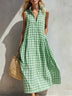 Loose-fitting plaid sleeveless beach vacation dress