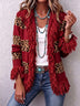 Solid-color slim-fit cardigan jacket with fringe detailing