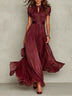 Purple Keyhole Neckline Chiffon Lace Trim Maxi Dress