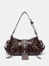Rivet one-shoulder commuter crossbody motorcycle bag