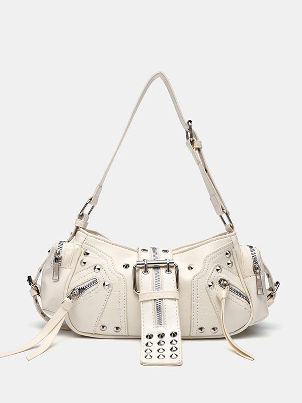 Rivet one-shoulder commuter crossbody motorcycle bag